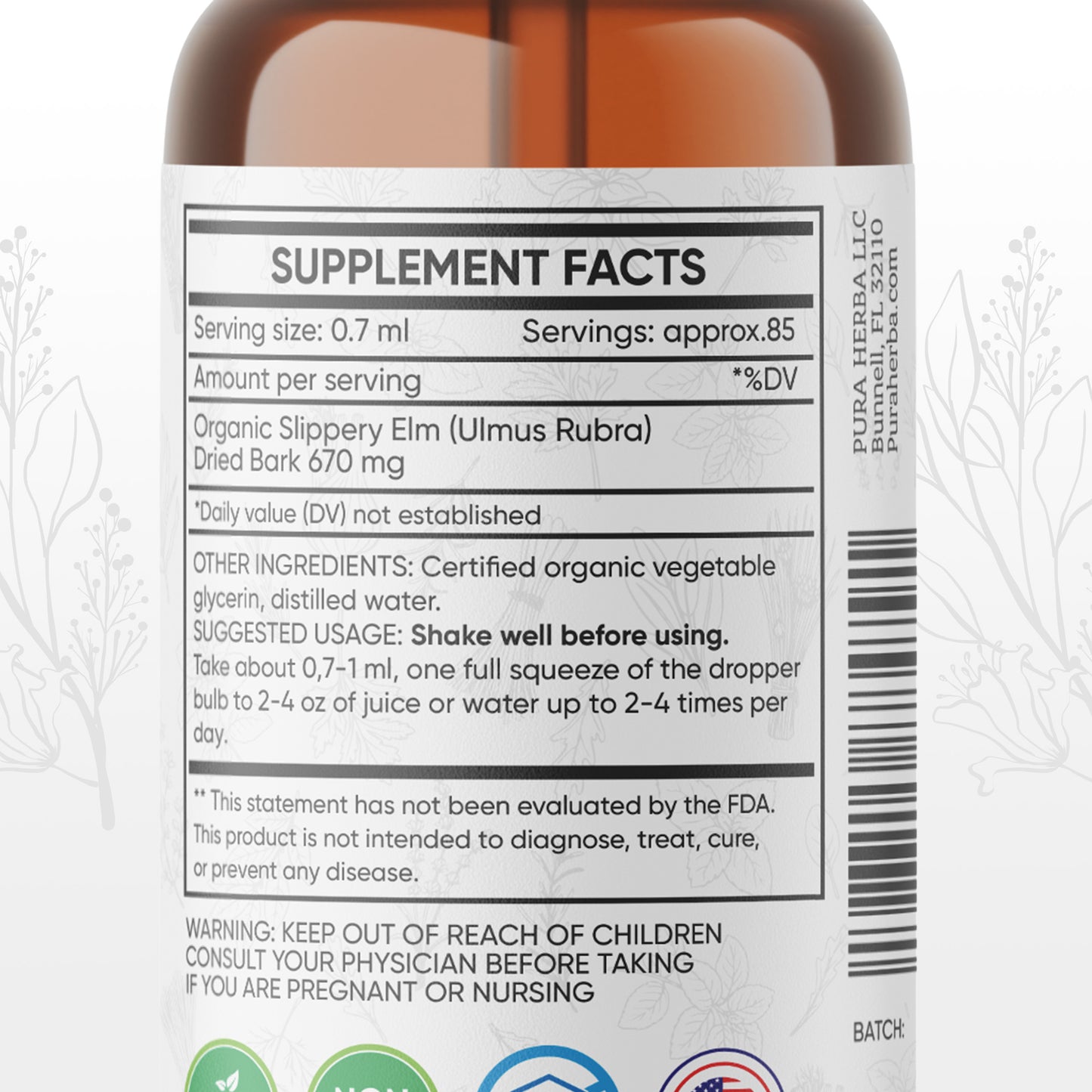 Slippery Elm Liquid Tincture - 2 Fl Oz