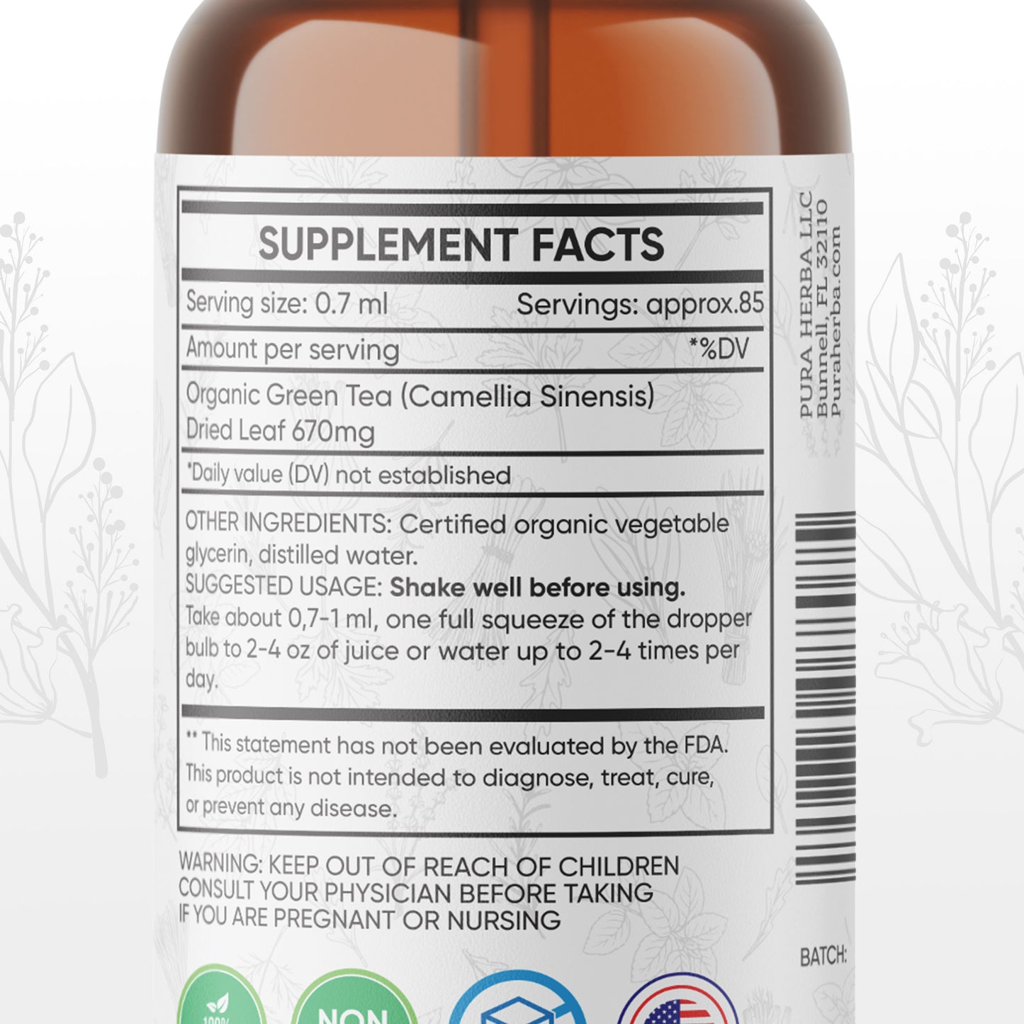 Green Tea Liquid Drops  - 2 FL Oz