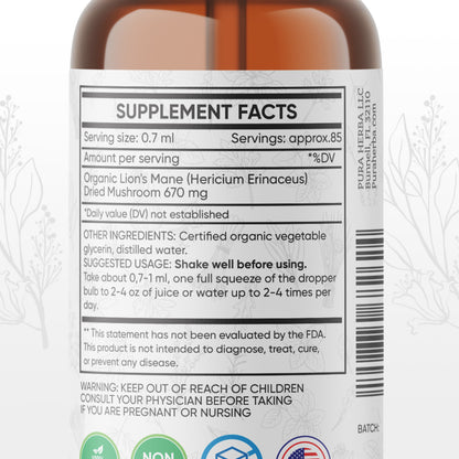 Lion’s Mane Mushroom Liquid Drops - 2 FL Oz