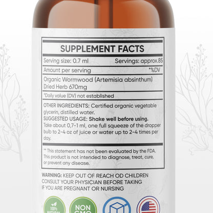 Organic Wormwood Tincture - 2 Fl Oz